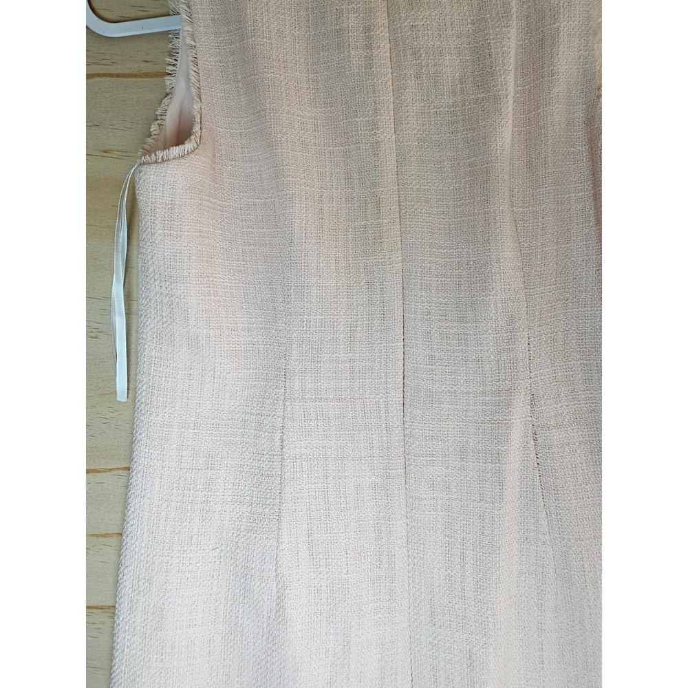 Karl Lagerfeld Paris Pink Tweed Sheath Dress Pearl Button Fringe Trim Size 6 - Picture 16 of 16